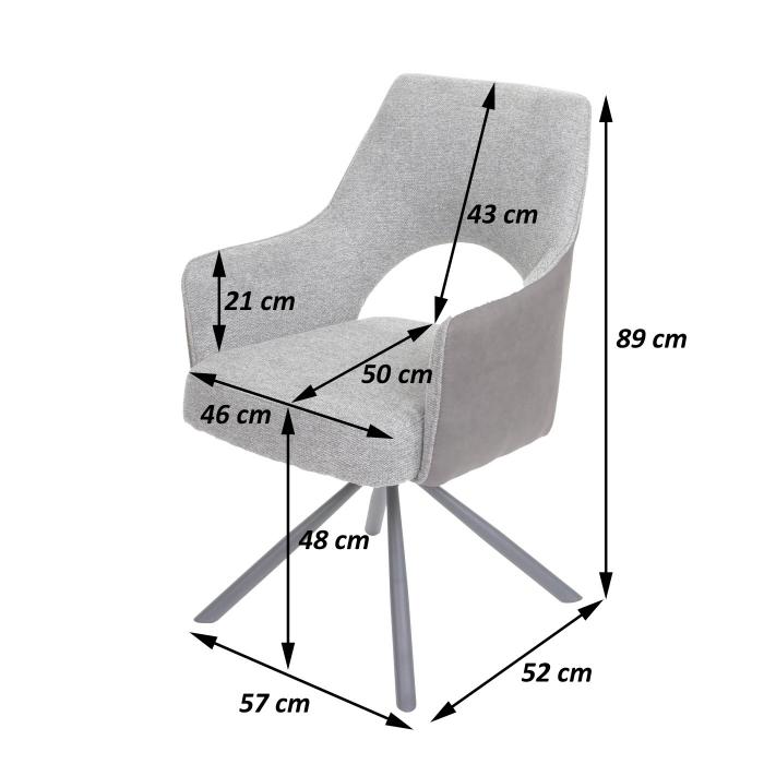 Esszimmerstuhl HWC-K30, Kchenstuhl Lehnstuhl, drehbar Auto-Position, Stoff/Textil ~ creme