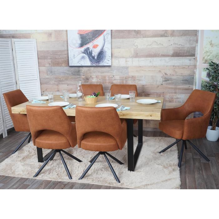 6er-Set Esszimmerstuhl HWC-K30, Kchenstuhl Lehnstuhl, drehbar Auto-Position, Stoff/Textil MVG ~ Wildleder-Optik braun