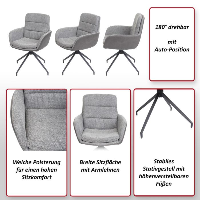 Esszimmerstuhl HWC-K32, Kchenstuhl Lehnstuhl Stuhl, drehbar Auto-Position, Stoff/Textil ~ braun-dunkelbraun