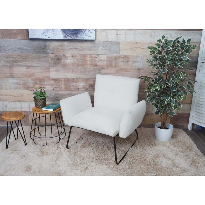 Lounge-Sessel HWC-K34, Cocktailsessel Sessel, Boucl Stoff/Textil MVG-zertifiziert ~ wei