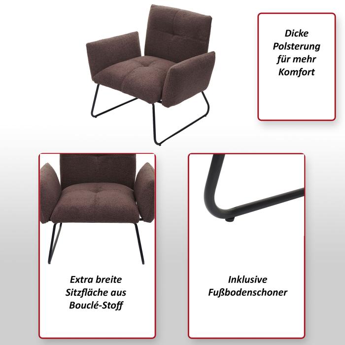 Lounge-Sessel HWC-K34, Cocktailsessel Sessel, Bouclé Stoff/Textil ~ braun  von Heute-Wohnen