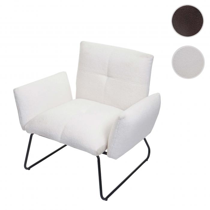 Lounge-Sessel HWC-K34, Cocktailsessel Sessel, Boucl Stoff/Textil MVG-zertifiziert ~ wei