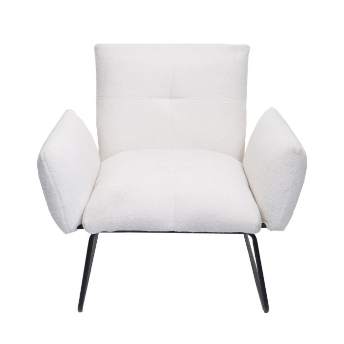 Lounge-Sessel HWC-K34, Cocktailsessel Sessel, Boucl Stoff/Textil MVG-zertifiziert ~ wei
