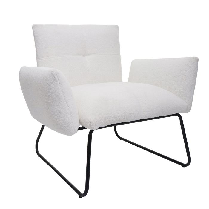 Lounge-Sessel HWC-K34, Cocktailsessel Sessel, Boucl Stoff/Textil MVG-zertifiziert ~ wei