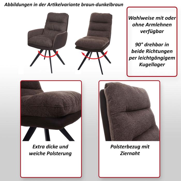 6er-Set Esszimmerstuhl HWC-G66, Kchenstuhl Stuhl, drehbar Auto-Position Stoff/Textil ~ braun-dunkelbraun