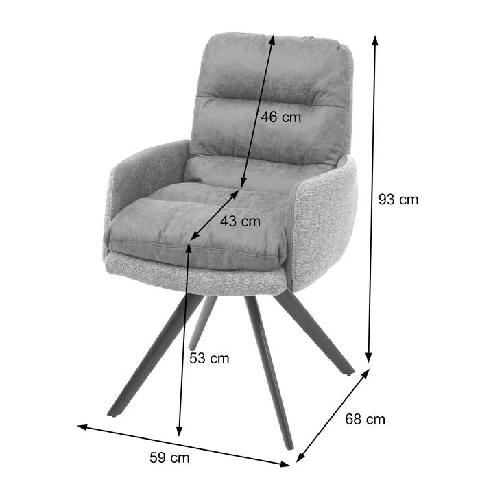 6er-Set Esszimmerstuhl HWC-G66, Kchenstuhl Stuhl, drehbar Auto-Position Stoff/Textil ~ creme, mit Armlehne