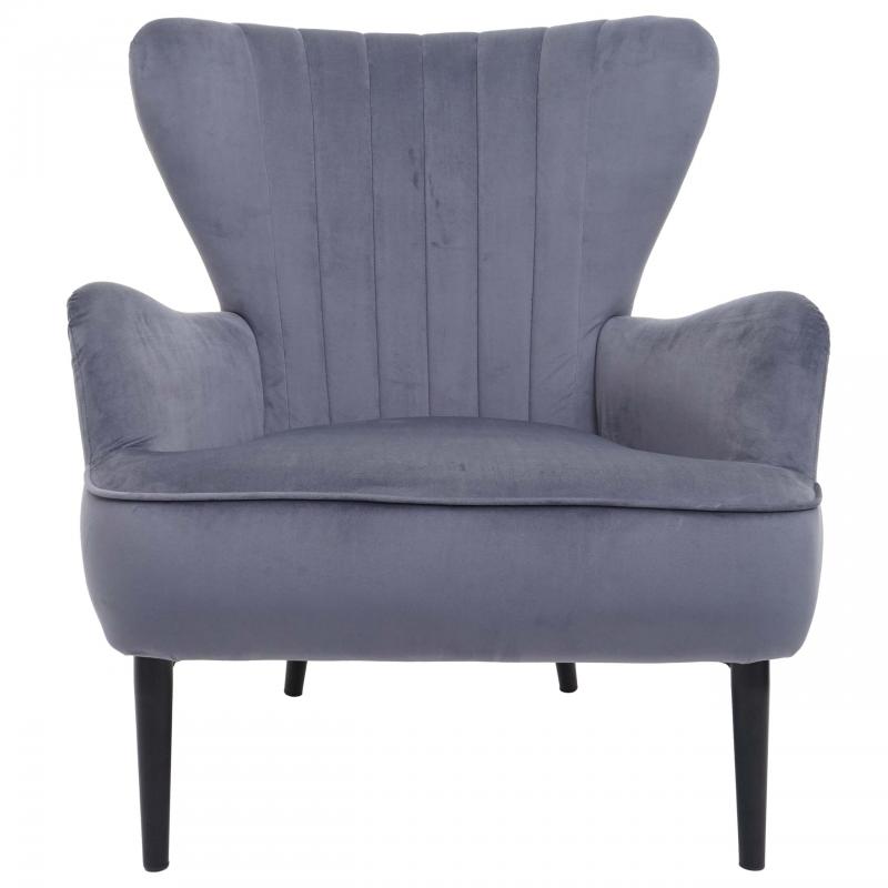 Lounge-Sessel HWC-K37, Cocktailsessel Polstersessel Sessel, Samt (280g/m) ~ grau