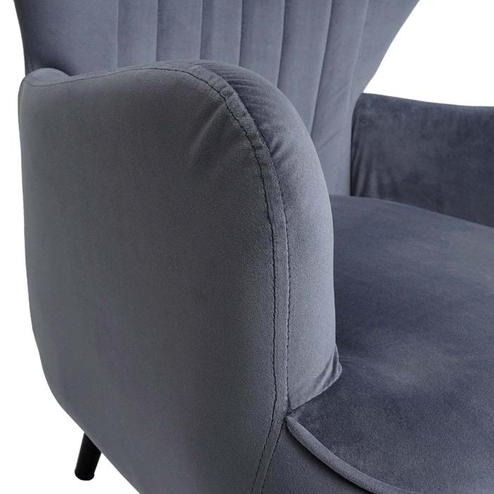 Lounge-Sessel HWC-K37, Cocktailsessel Polstersessel Sessel, Samt (280g/m) ~ grau