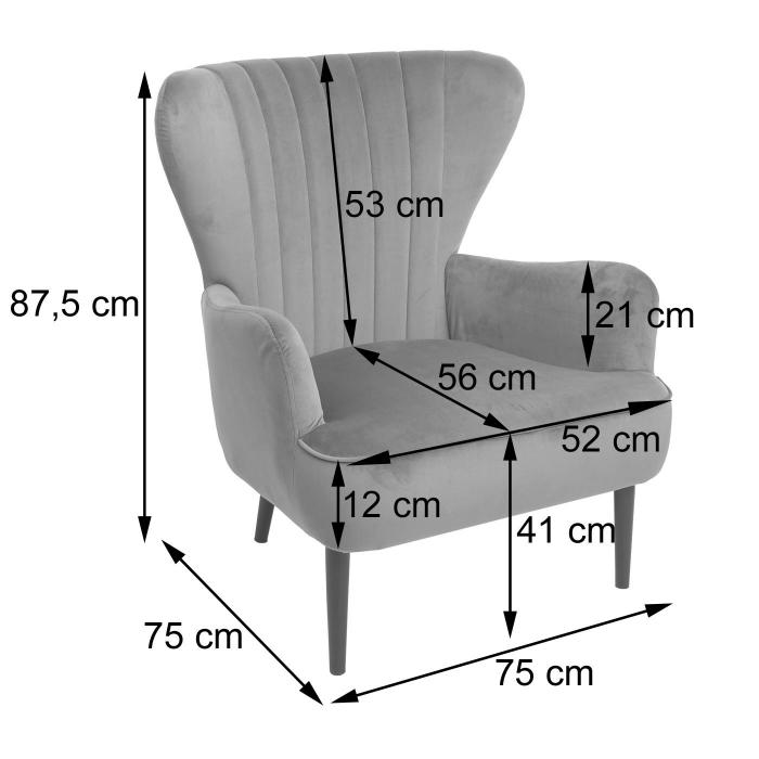 Lounge-Sessel HWC-K37, Cocktailsessel Polstersessel Sessel, Samt ~ grau