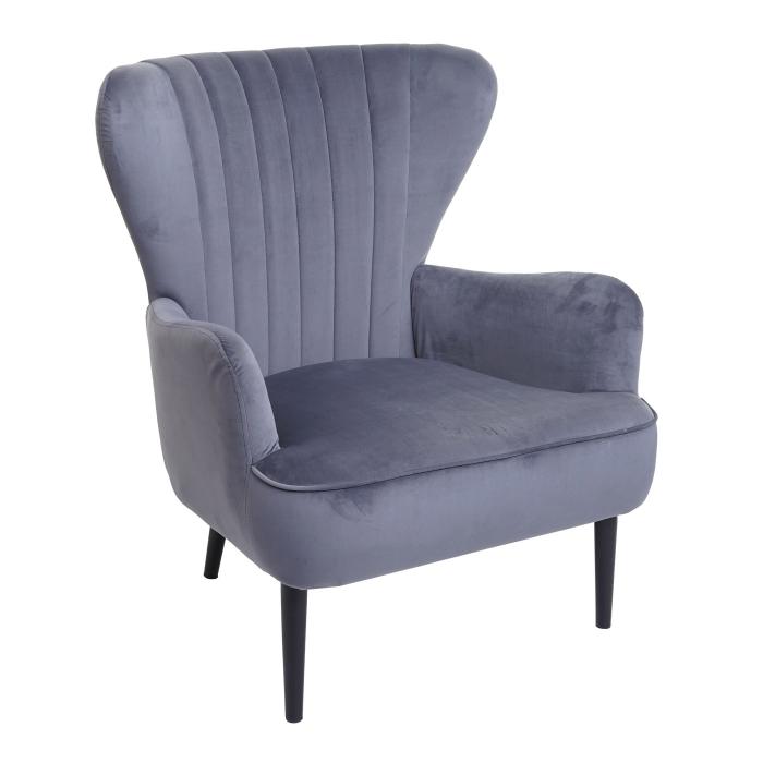 Lounge-Sessel HWC-K37, Cocktailsessel Polstersessel Sessel, Samt (280g/m) ~ grau