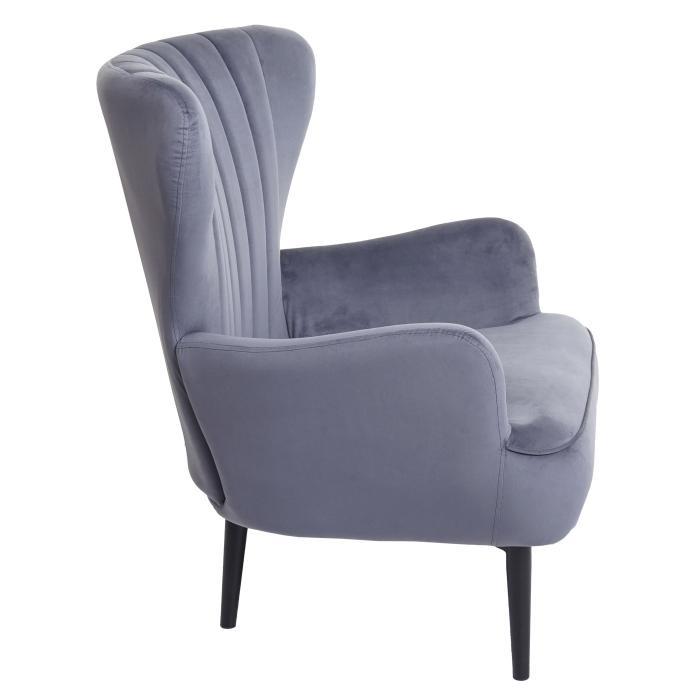 Lounge-Sessel HWC-K37, Cocktailsessel Polstersessel Sessel, Samt (280g/m) ~ grau