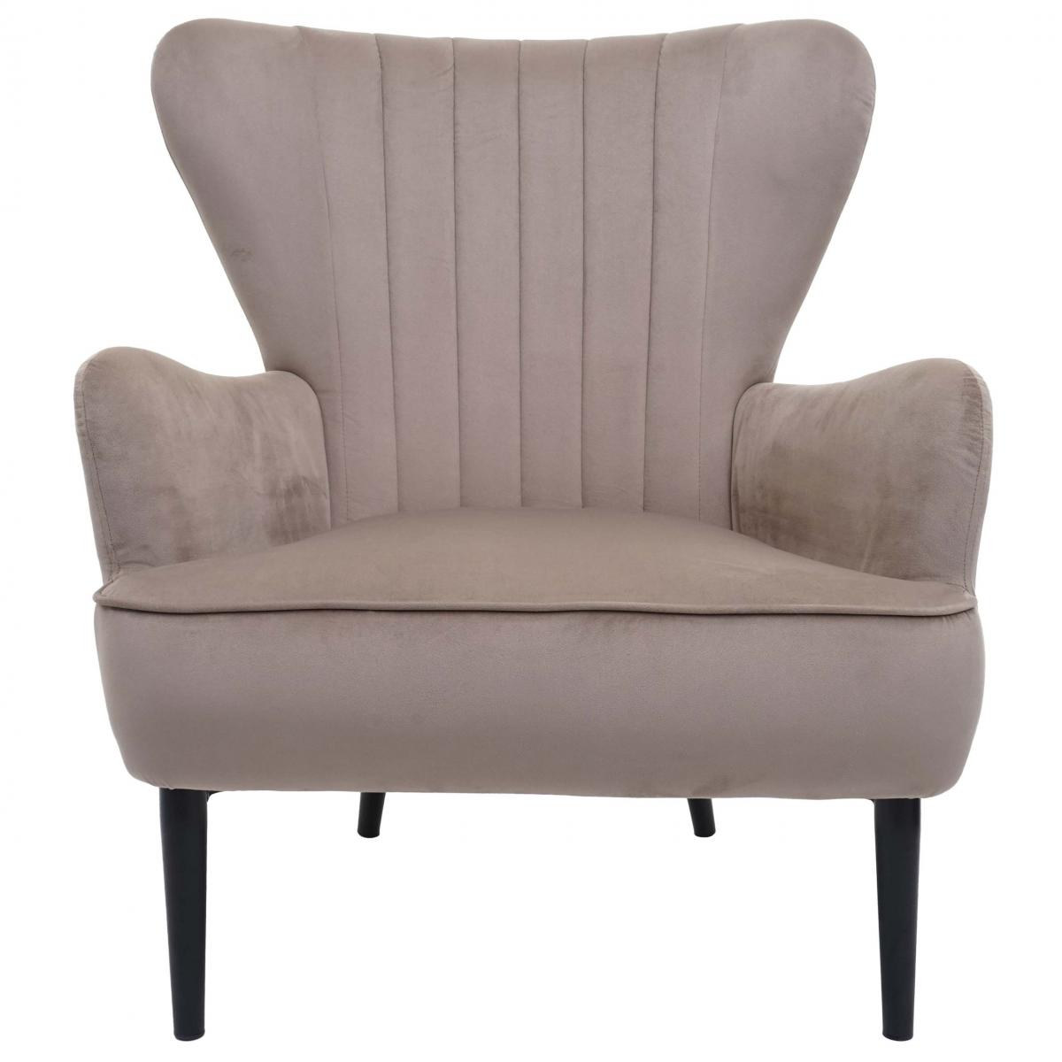 Lounge-Sessel HWC-K37, Cocktailsessel Polstersessel Sessel, Samt (280g/m) ~ taupe