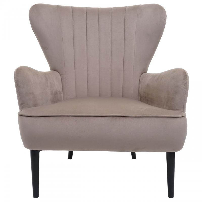 Lounge-Sessel HWC-K37, Cocktailsessel Polstersessel Sessel, Samt (280g/m) ~ taupe