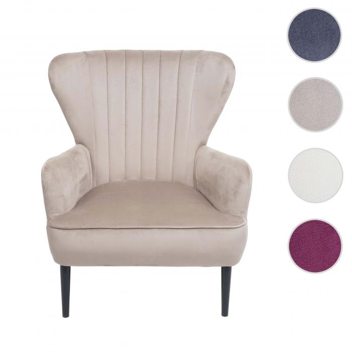 Lounge-Sessel HWC-K37, Cocktailsessel Polstersessel Sessel, Samt (280g/m) ~ taupe