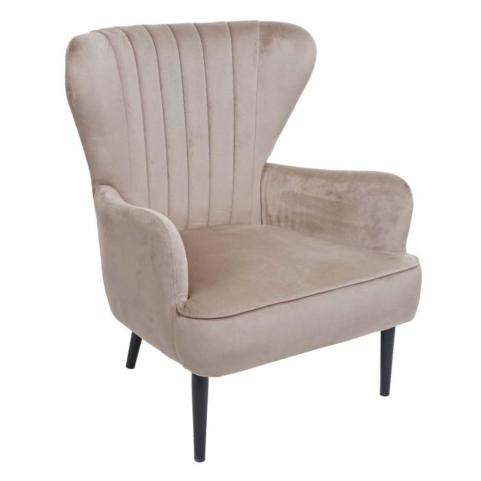 Lounge-Sessel HWC-K37, Cocktailsessel Polstersessel Sessel, Samt (280g/m) ~ taupe