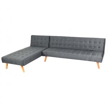 B-Ware (Unterstoff gerissen SK1) | Ecksofa HWC-K38, Sofa, Liegeflche links/rechts, Stoff Massivholz 256cm ~ dunkelgrau