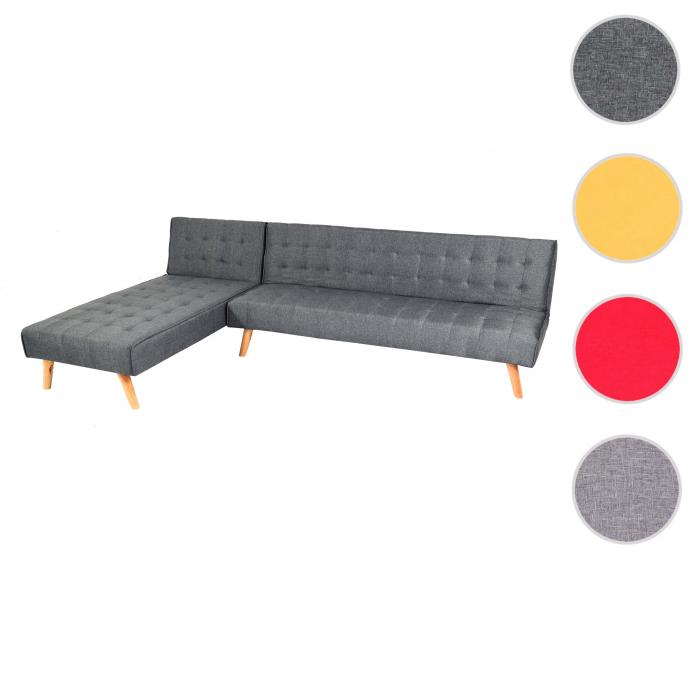 Ecksofa HWC-K38, Sofa Klappsofa, Liegeflche links/rechts, Stoff/Textil Massivholz MVG-zertifiziert 256cm ~ dunkelgrau