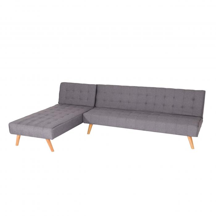 Ecksofa HWC-K38, Sofa Klappsofa, Liegeflche links/rechts, Stoff/Textil Massivholz MVG zertifiziert 256cm ~ hellgrau