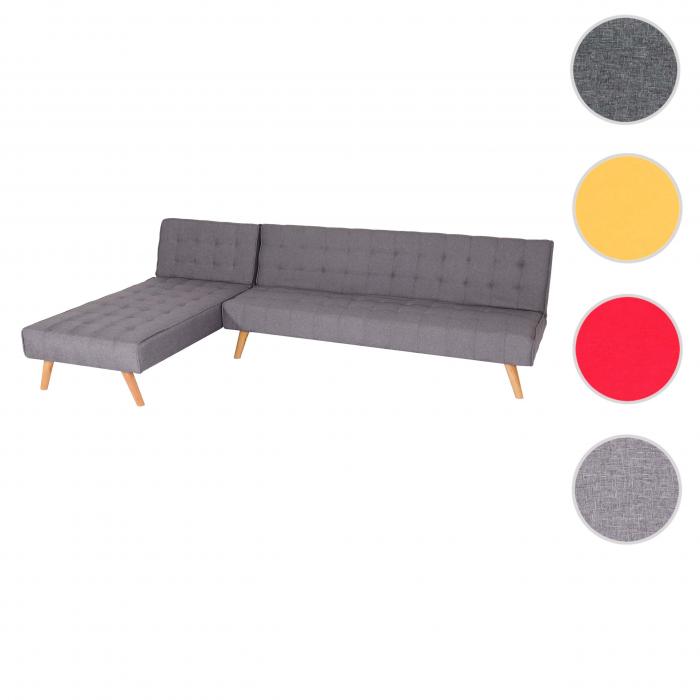 Ecksofa HWC-K38, Sofa Klappsofa, Liegefläche links/rechts, Stoff/Textil Massivholz MVG zertifiziert 256cm ~ hellgrau