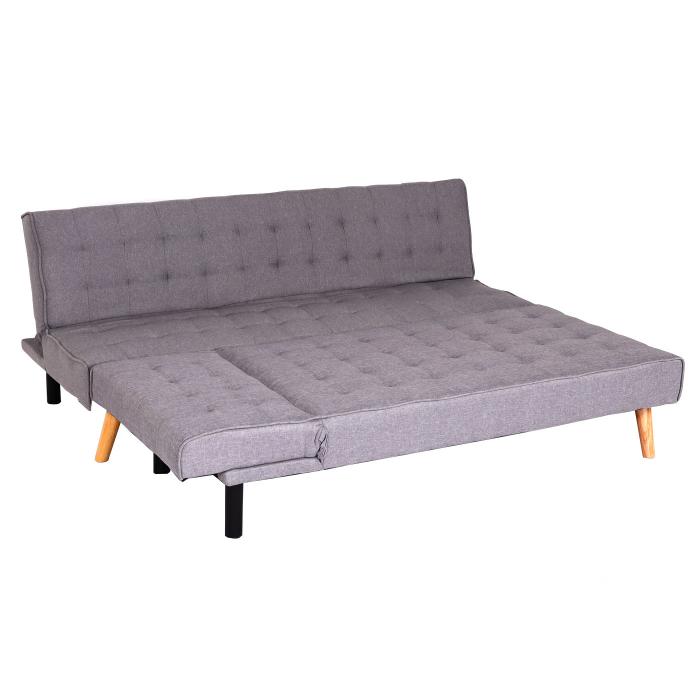Ecksofa HWC-K38, Sofa Klappsofa, Liegefläche links/rechts, Stoff/Textil Massivholz MVG zertifiziert 256cm ~ hellgrau