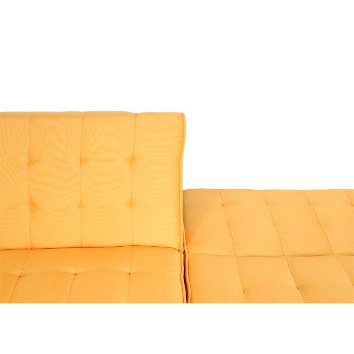 Ecksofa HWC-K38, Sofa Klappsofa, Liegeflche links/rechts, Stoff/Textil Massivholz MVG zertifiziert 256cm ~ gelb