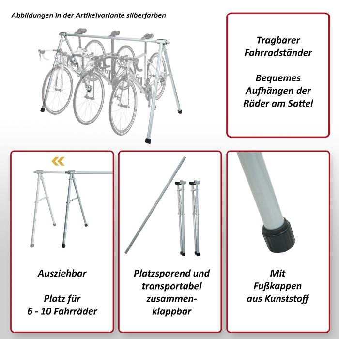 Fahrrad-Sattelstnder HWC-K39, Fahrradstnder Aufhngebgel, Metall pulverbeschichtet 114x170x114cm ausziehbar ~ silber