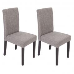 2x Esszimmerstuhl Stuhl Küchenstuhl Littau ~ Textil, grau, dunkle Beine