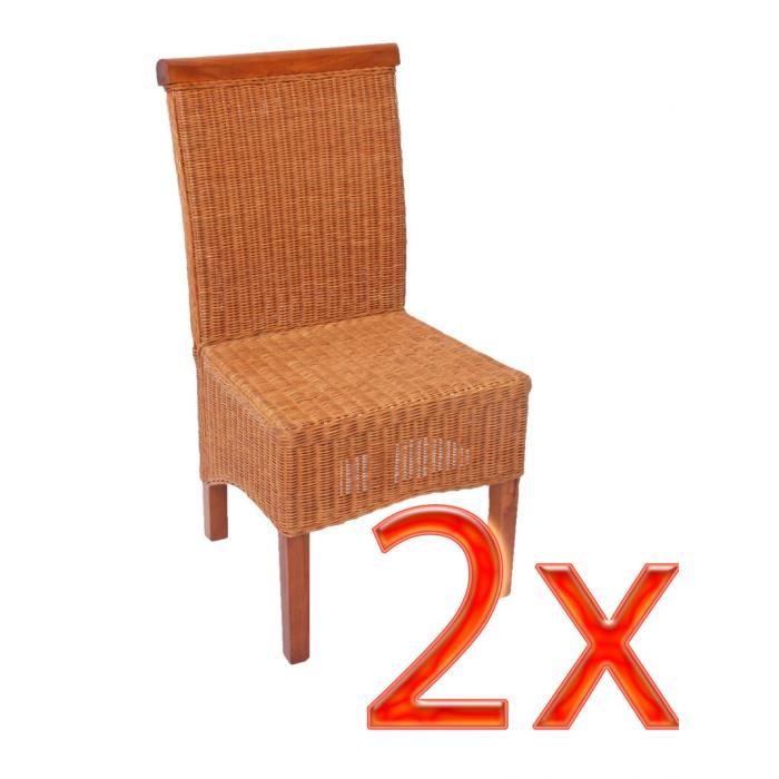 2er-Set Esszimmerstuhl Korbstuhl Stuhl M42, Rattan ~ ohne Sitzkissen