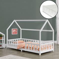 Kinderbett HLO-PX182 90x200 cm mit Kaltschaummatratze ~ Weiß