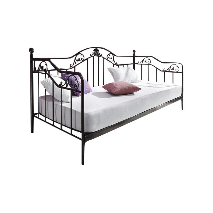 Bett H134, Gstebett Day Bed, Metall pulverbeschichtet, mit Lattenrost, schwarz