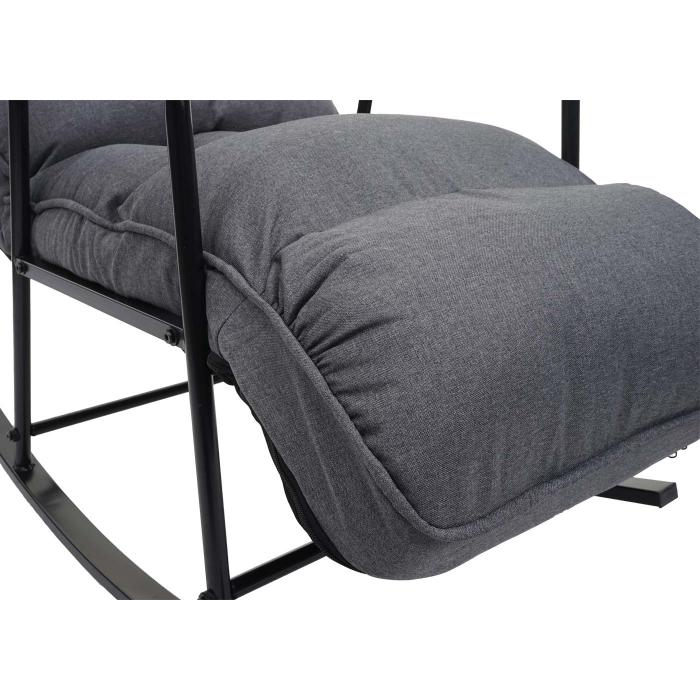 Schaukelstuhl HWC-K40, Schaukelsessel Schwingstuhl Relaxsessel, Liegefunktion Metall ~ Stoff/Textil dunkelgrau
