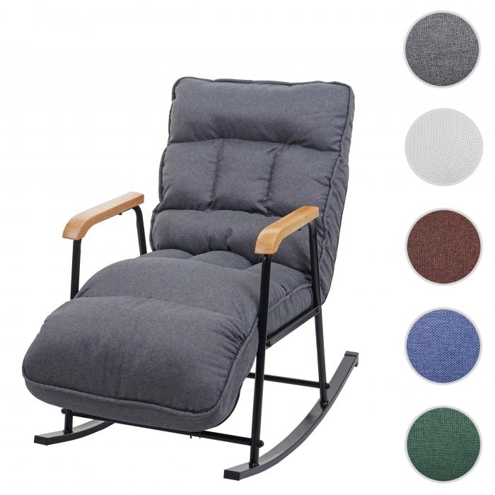 Schaukelstuhl HWC-K40, Schaukelsessel Schwingstuhl Relaxsessel, Liegefunktion Metall ~ Stoff/Textil dunkelgrau