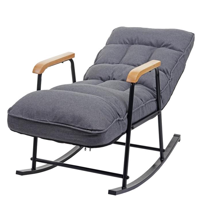 Schaukelstuhl HWC-K40, Schaukelsessel Schwingstuhl Relaxsessel, Liegefunktion Metall ~ Stoff/Textil dunkelgrau