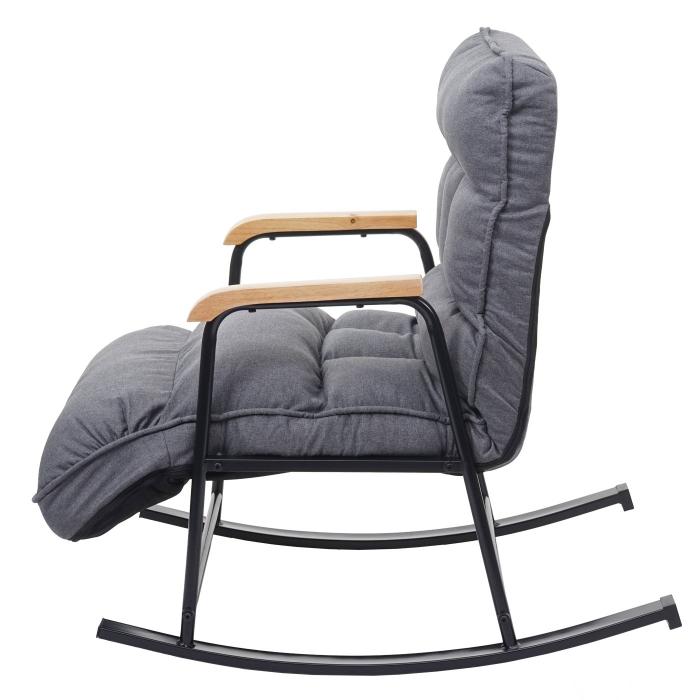 Schaukelstuhl HWC-K40, Schaukelsessel Schwingstuhl Relaxsessel, Liegefunktion Metall ~ Stoff/Textil dunkelgrau
