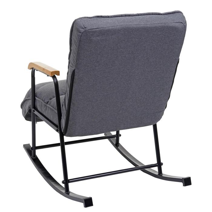 Schaukelstuhl HWC-K40, Schaukelsessel Schwingstuhl Relaxsessel, Liegefunktion Metall ~ Stoff/Textil dunkelgrau