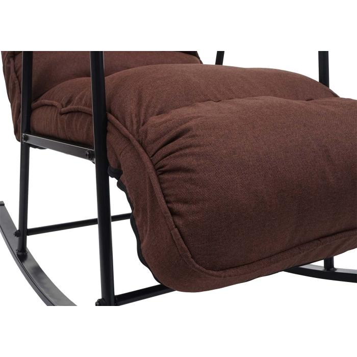 Schaukelstuhl HWC-K40, Schaukelsessel Schwingstuhl Relaxsessel, Liegefunktion Metall ~ Stoff/Textil dunkelbraun