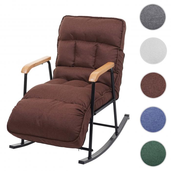 Schaukelstuhl HWC-K40, Schaukelsessel Schwingstuhl Relaxsessel, Liegefunktion Metall ~ Stoff/Textil dunkelbraun