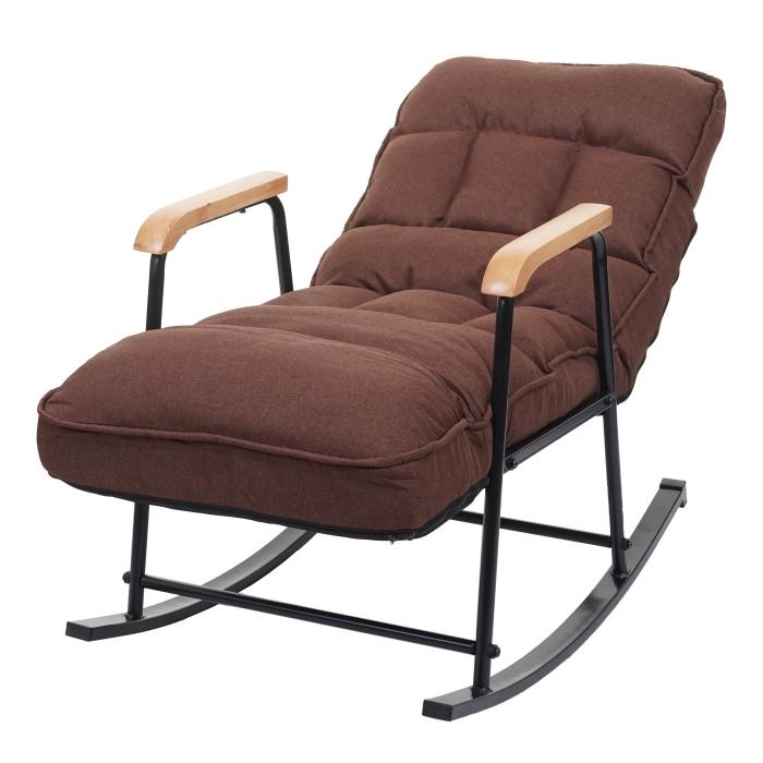 Schaukelstuhl HWC-K40, Schaukelsessel Schwingstuhl Relaxsessel, Liegefunktion Metall ~ Stoff/Textil dunkelbraun