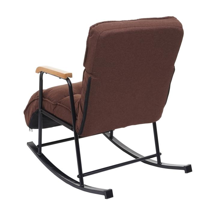 Schaukelstuhl HWC-K40, Schaukelsessel Schwingstuhl Relaxsessel, Liegefunktion Metall ~ Stoff/Textil dunkelbraun
