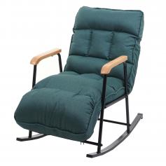 Schaukelstuhl HWC-K40, Schaukelsessel Schwingstuhl Relaxsessel, Liegefunktion Metall ~ Stoff/Textil dunkelgrn