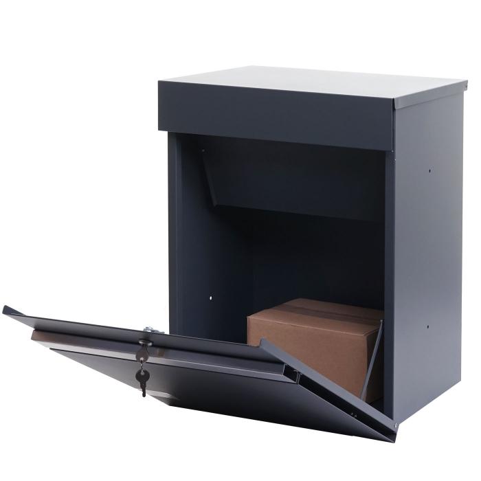 Paketkasten HWC-K41, Paketbox Paketfach Paketstation Briefkasten, Metall ~ verzinkt anthrazit-Edelstahl