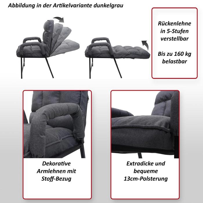 Esszimmerstuhl HWC-K40, Stuhl Polsterstuhl, 160kg belastbar Rckenlehne verstellbar Metall ~ Stoff/Textil dunkelbraun
