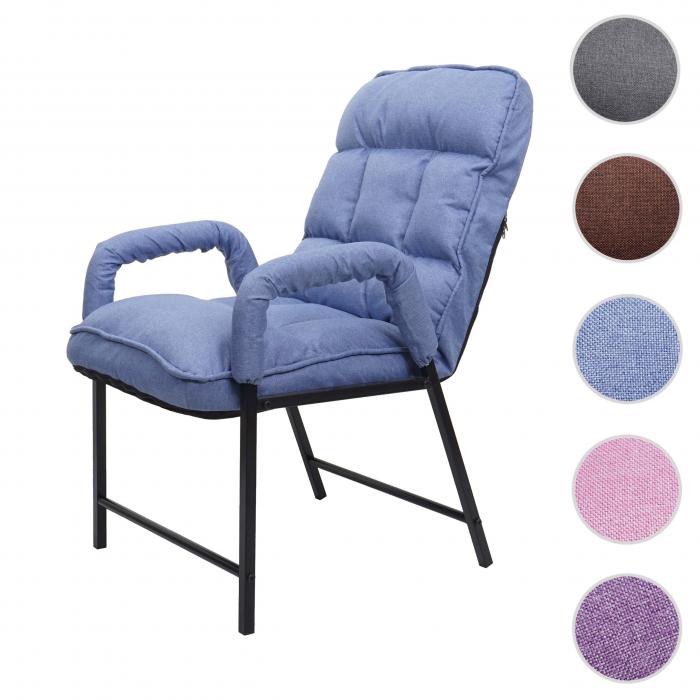 Esszimmerstuhl HWC-K40, Stuhl Polsterstuhl, 160kg belastbar Rckenlehne verstellbar Metall ~ Stoff/Textil blau