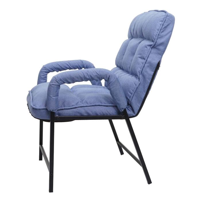 Esszimmerstuhl HWC-K40, Stuhl Polsterstuhl, 160kg belastbar Rckenlehne verstellbar Metall ~ Stoff/Textil blau