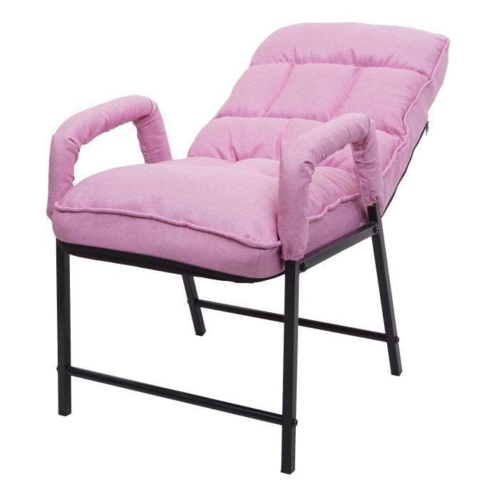 Polsterstuhl, Heute-Wohnen belastbar Rückenlehne von rosa Stuhl 160kg Esszimmerstuhl Metall ~ HWC-K40, verstellbar Stoff/Textil