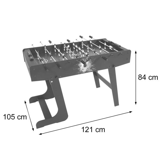 Tischkicker London, Kicker Kickertisch Tischfussball, klappbar 84x121x105 ~ schwarz Fuballmotiv