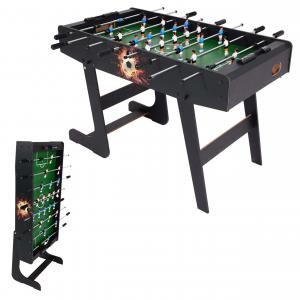 Tischkicker London, Kicker Kickertisch Tischfussball, klappbar 84x121x105 ~ schwarz Fuballmotiv