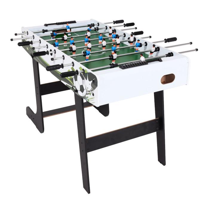 Tischkicker London, Kicker Kickertisch Tischfussball, klappbar 84x121x105 ~ wei/grn Fuballmotiv