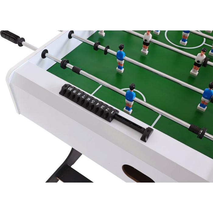 Tischkicker London, Kicker Kickertisch Tischfussball, klappbar 84x121x105 ~ wei/grn Fuballmotiv