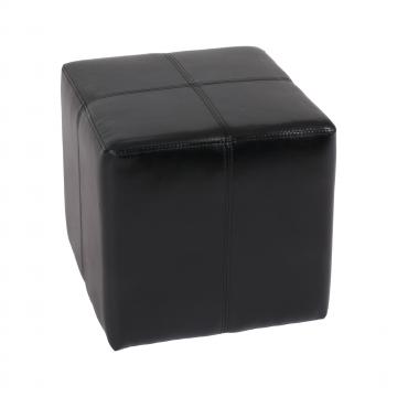 Sitzwürfel Hocker Sitzhocker Onex, Leder + Kunstleder, 36x36x36cm MVG-zertifiziert ~ schwarz